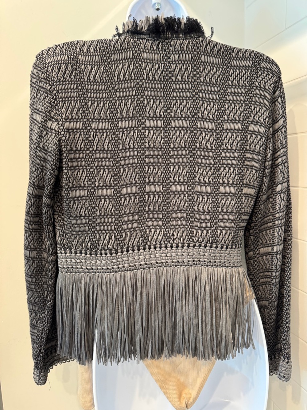 NIC+ZOE Gray Fringe Open-Front Knit Cardigan - Picture 3 of 5
